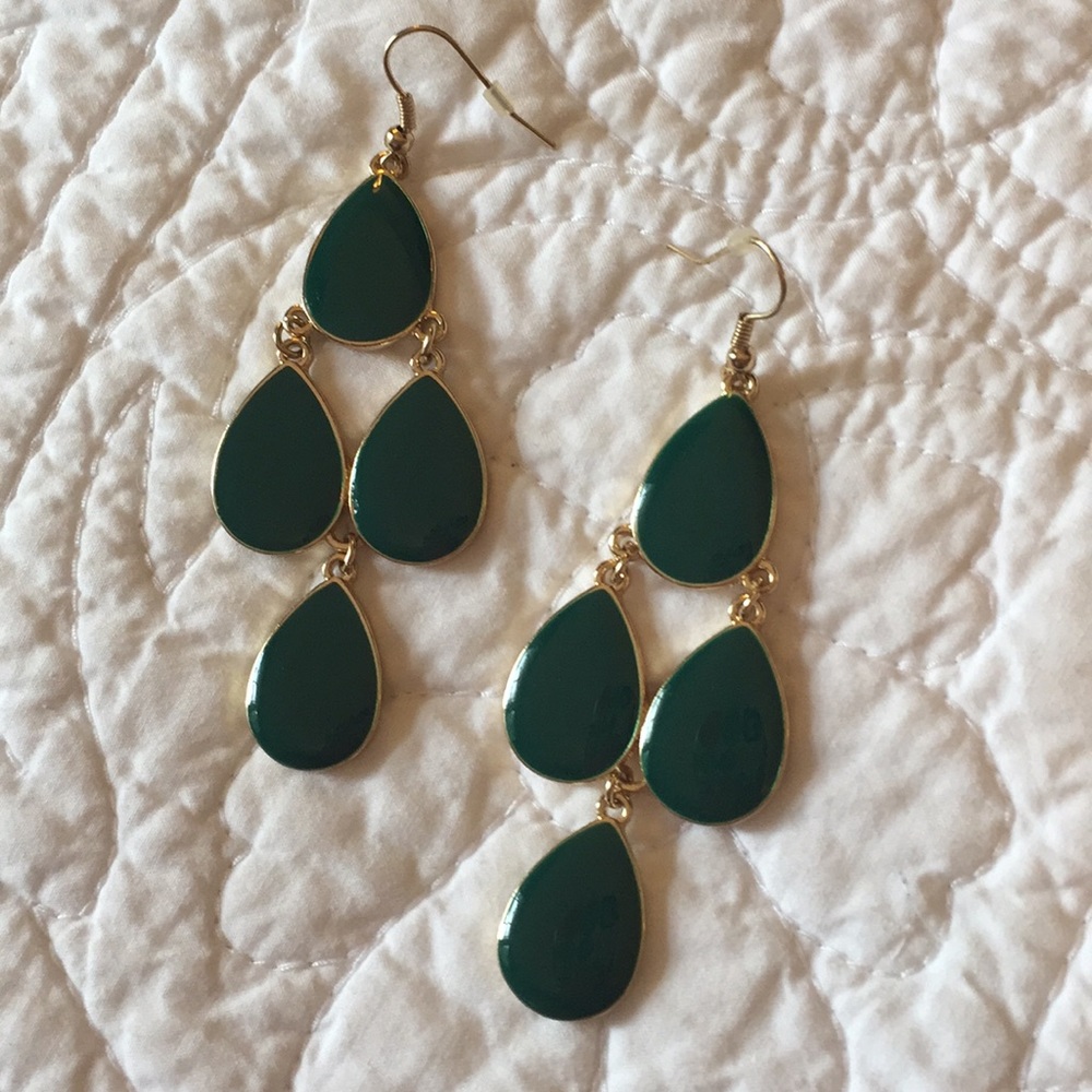 Green and gold earrings